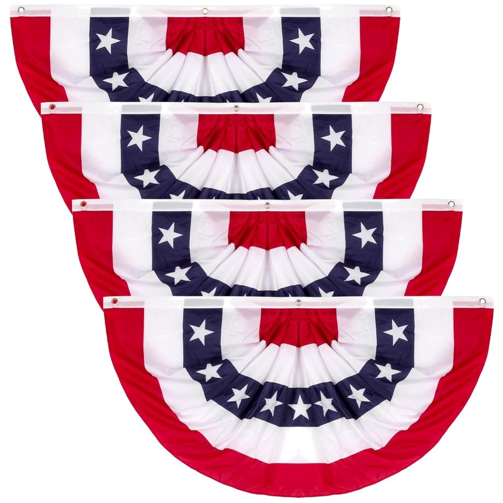 4th of July Decorations – 4 PCS Patriotic Bunting Flags
