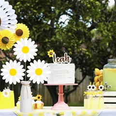 White Daisy Flower Table Centerpiece Sticks Groovy Hippie Party Decor 12 PCS