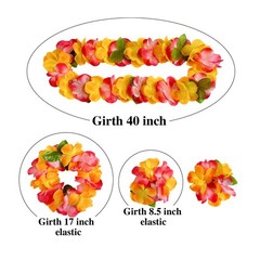 15PCS Hawaiian Party Leis, Necklaces Headbands Wristbands,Luau Decor,Multicolor