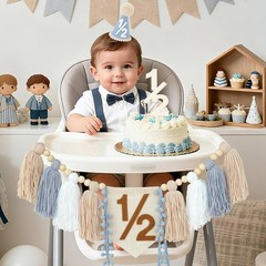 Half Birthday Decorations Banner for Baby Boy – 6 Months Celebration Party Decor