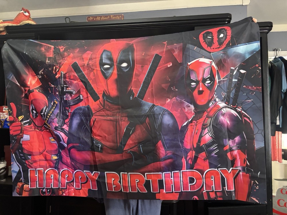 Deadpool Themed Happy Birthday Backdrop 5’x3’