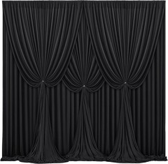 16x10FT Black Backdrop Curtains for Wedding Parties, Wrinkle Polyester