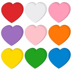 72 PCS 5.5 Inch Large Heart Paper Cutouts 9Color Bulletin Board Decor