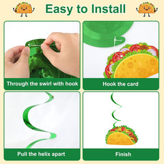 30 Pcs Taco Birthday Party Decorations Mexican Fiesta Hanging Swirl Garland