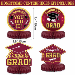 Graduation Decorations Class of 2026 Maroon and Gold Balloon Boxes for High Scho