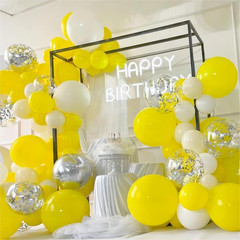 130Pcs White and Yellow Balloons Garland Arch Kit, 18 12 10 5 Inch Different Siz