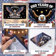 250th Anniversary Decorations 4th of July Backdrop for 1776-2026 America Merchan