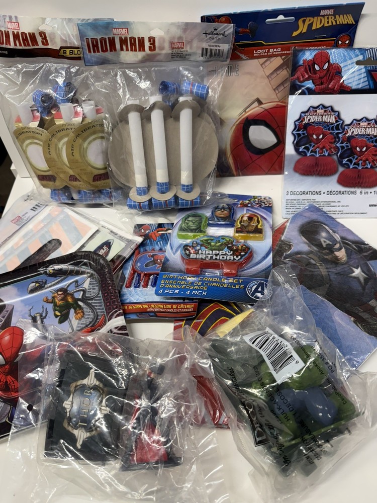 Marvel Super-Heroes Party Supplies Spiderman Hulk Thor capt AmCake Topper Napkin
