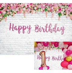Flower Happy Birthday Backdrop 8x6ft