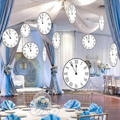 25 Pcs Princess Gray Party Decoration 11.81″ Midnight Clock Hanging Backgroun…