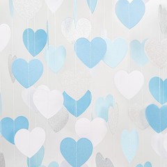 Blue White Silver Party Decorations – 52Ft Heart Paper Garland Decoration Chr…