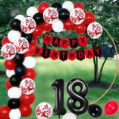 Happy 18th Birthday Decorations for Boys Girls, Red Black 18 Year Old Birthda…