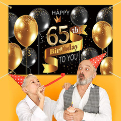 Happy 65Th Birthday Backdrop Banner – 65 Birthday Party Decorations Supplies …