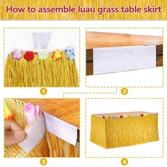 1Pc Luau Grass Table Skirt, Hawaiian Party Decorations Hawaiian Table Skirt 3…