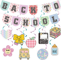 30 Pcs Back to School Banner First Day of School Decorations Pastel Welcome Back