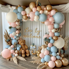 Gender Reveal Balloons Arch Kit Pink/Blue/Gold/Beige, Party Decor. | Dusty pink/