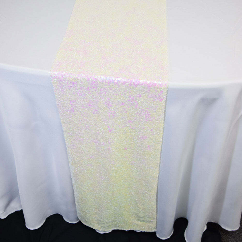 Quasimoon White and Pink Iridescent Sequin Table Runner – 12 x 108 Inch by Pa…