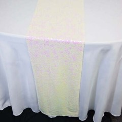 Quasimoon White and Pink Iridescent Sequin Table Runner – 12 x 108 Inch by Pa…