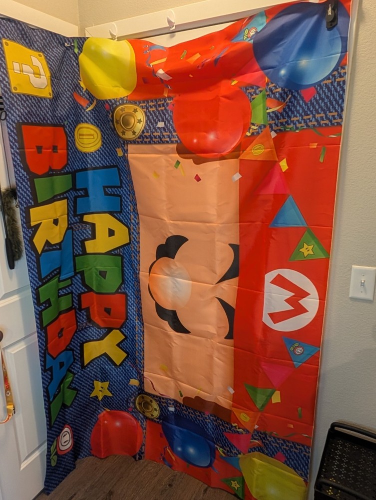 Mario Happy Birthday Fabric Banner Flag 5′ X 7′ #150
