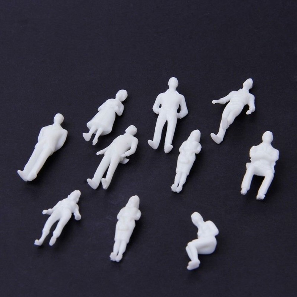 100pcs 1:75 Scale Plastic Model Railway Miniature White Figures Unpainted