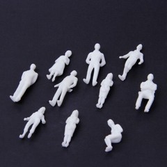 100pcs 1:75 Scale Plastic Model Railway Miniature White Figures Unpainted