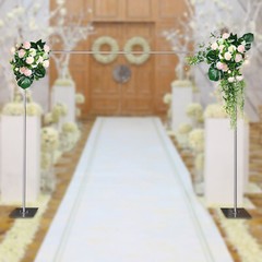 Backdrop Support with Metal Steel Base Silver Decorative Stand Easy to Install