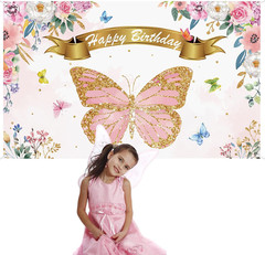 Butterfly Birthday Party Backdrop Decorations Pink and Purple Butterfly Theme Pa