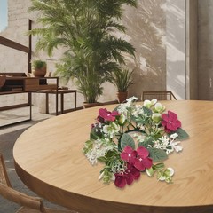 Decorative Candle Ring with Hydrangea Design for Table Centerpieces