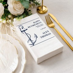 Custom Retirement Napkins Personalized Anchor Captain Party SATTNA0703