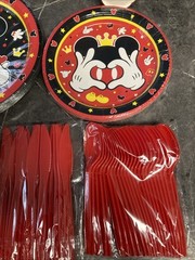 Mickey Mouse Party Decoration Supplies 24 Cups Plates Napkins Knives Forks Spoon