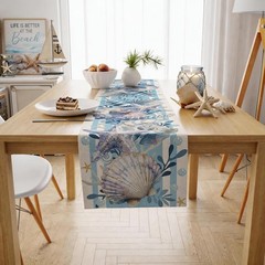 Beach Table Runner Seashell Starfish Coastal Dining Party Decor Polyester Summer
