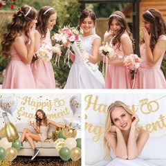 Elevate Your Engagement with Green Gold Party Decorations & Elegant Banner Set