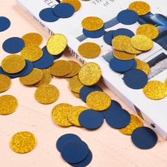 200 PCS Navy Blue Gold Table Confetti Circle Dots Glitter Party Decor 1 Inch