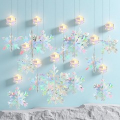 Christmas Hanging Snowflakes Decorations, Hanging Iridescent Snow Flakes for …