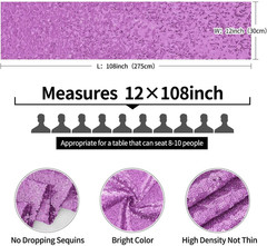 2 Packs 12 x 108 inches Lavender Sequin Table Runner, Glitter Lavender Purple Ta