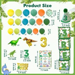 147pcs Three Rex Birthday Decorations,Dinosaur Party Decorations for 3 Years Old