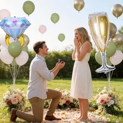 Balloons Engagement Proposal Party Decor Champagne Foil Wedding Supplies