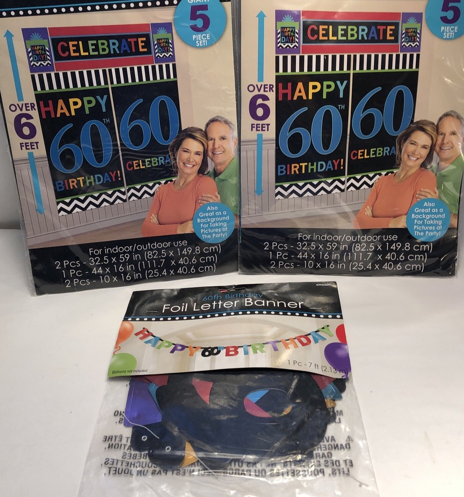 60th birthday party decorations Banner W6 Ft Wall Decorating Kit -A4