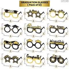 Glitter Graduation Glasses 2026 – Pack of 12 | Graduation Photo Booth Props 2026