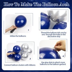 Blue and Silver Birthday Decorations, Blue White Silver Balloons Banner Table…