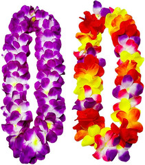 5PCS Vibrant Hawaiian Flower Leis for Luau Parties – Tropical Party Decorations