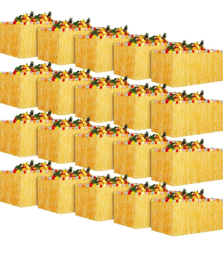 Luau Grass Table Skirt Bulk, 9 FT Grass Skirt Table Fringe Yellow 30 Pcs