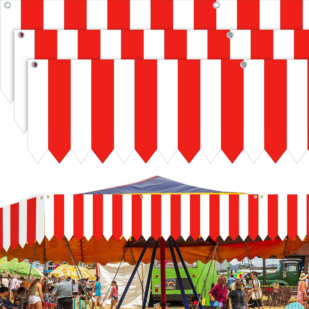 Carnival Tent Circus Theme Party Decorations White and Red Striped Circus Awning