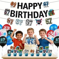 6 7 Decorations, 67 Meme Themed Party Decorations Set Includes Banner, Cake T…