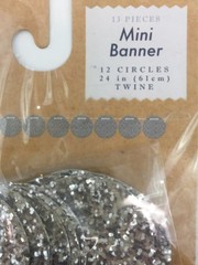 Mini 24″ Party Banner Decoration Craft Scrapbooking Silver Glitter Circles 6 Pks