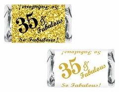 35 & Fabulous Miniatures Candy Bar Wrapper, (Set of 60) Mini Candy Bar Stickers
