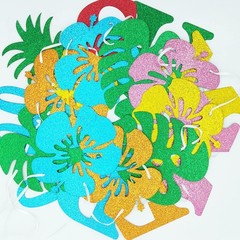 Glittery Hello Summer Banner Hawaiian Luau Tropical Themed Banner Colorful Su…