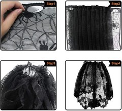 Halloween Lamp Shade Cover/ Fireplace Lace Cobweb with Spider Gothic Party Decor