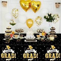 2Pack Graduation Decorations 2026, 108″ X 54″ Graduation Tablecover, Blackgold R