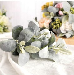 Jexine 15 Pcs Artificial Lambs Ear Greenery Stems Faux Branches for Green